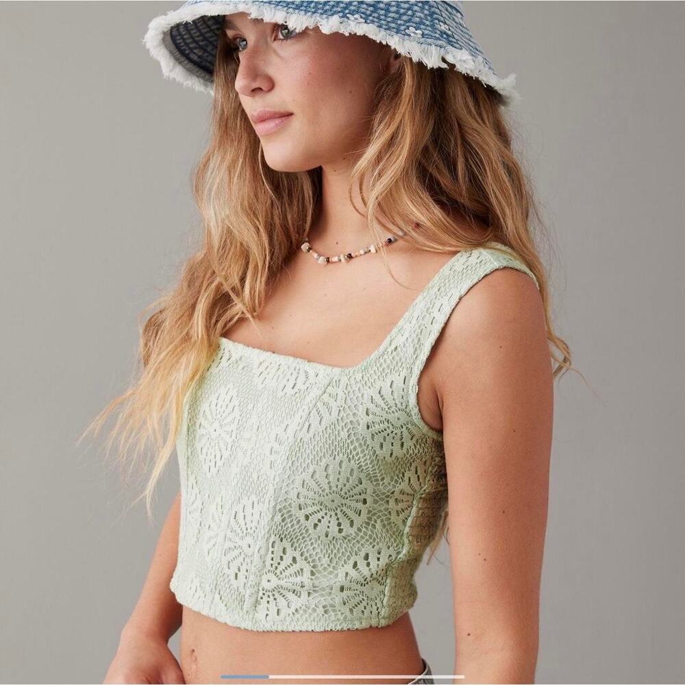 green crochet lace corset crop top from American Eagle, 30$ nwt